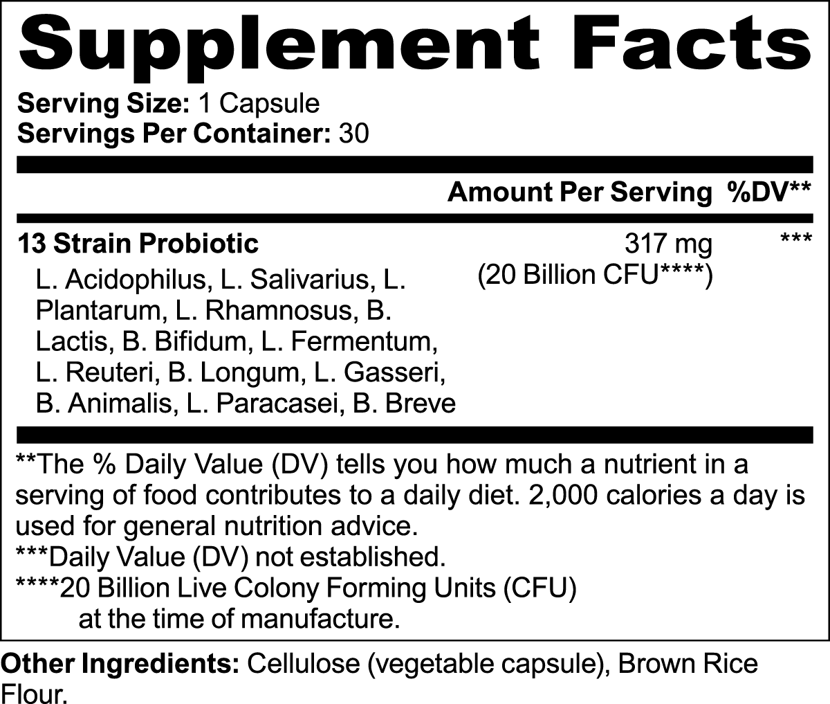 Probiotic Capsules – 20 Billion CFU per Serving