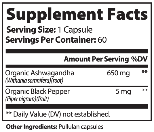 Ashwagandha Capsules – 1300mg with Black Pepper